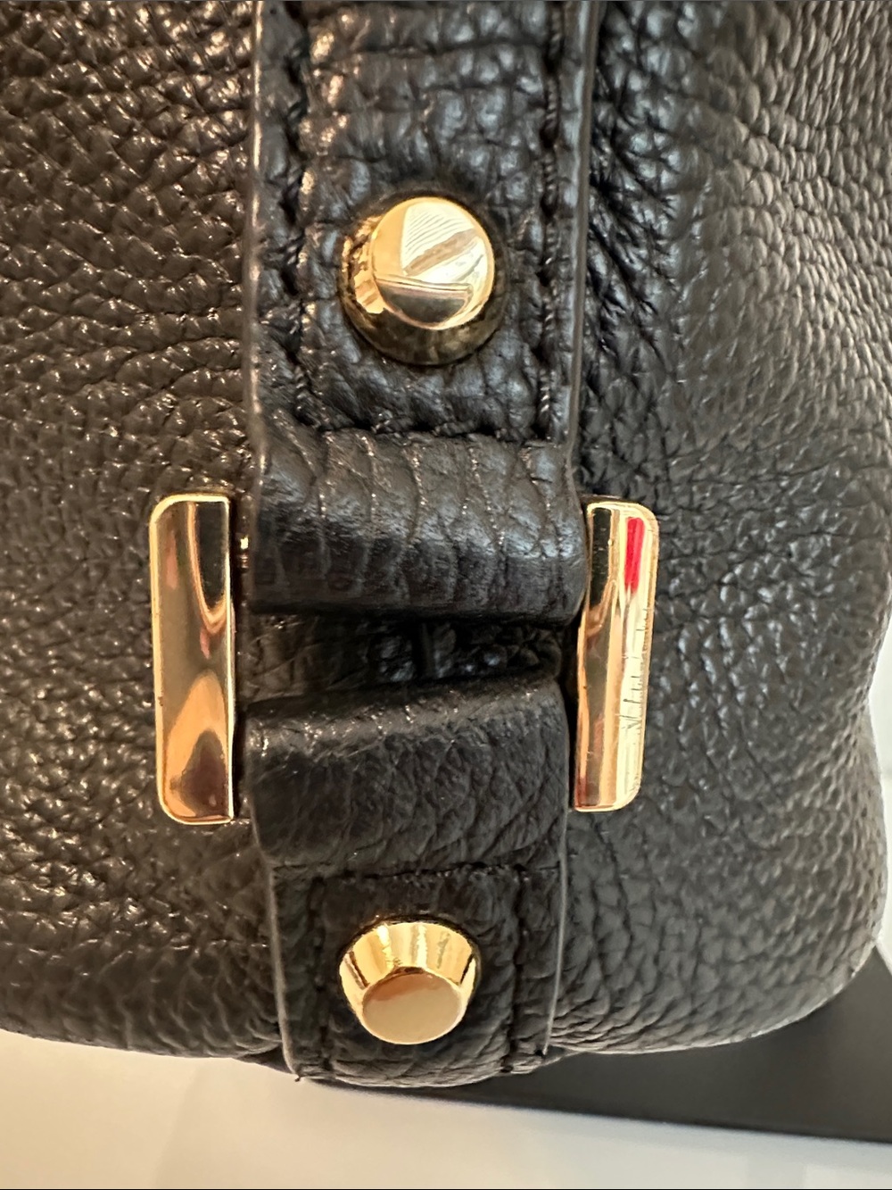 Michael Kors Genuine Leather Large Hobo Shoulder Bag Black Gold Tone EUC - Picture 14 of 16